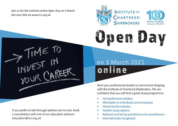 ICS OPEN DAY online 3 March 2022 flyer